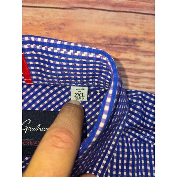 Robert Graham Mens Tailored Fit Checkered Dress Shirt 2XL - Picture 5 of 9